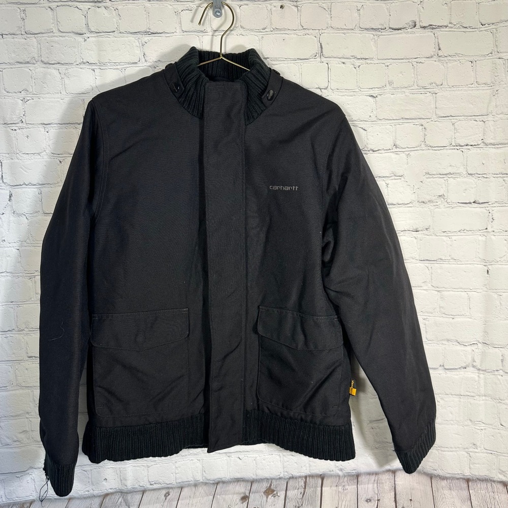 Carhartt WIP Cordura Nylon Bomber Jacket Mens Large Black Full Zip Workwear